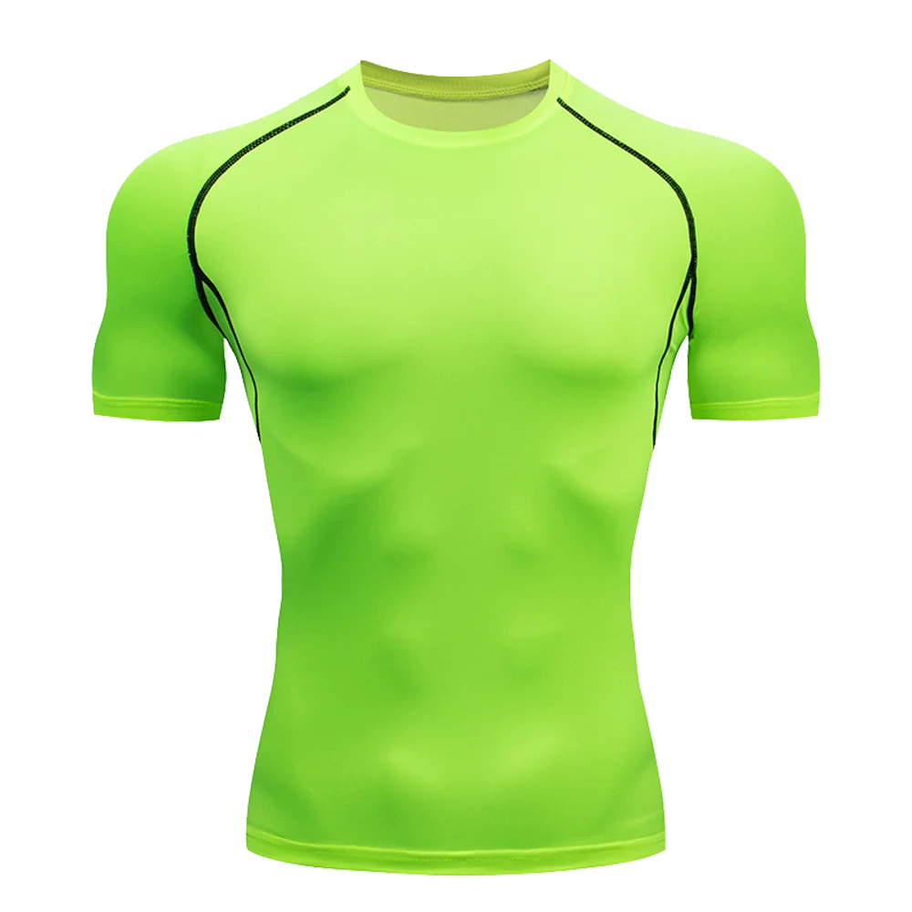 Men's Solid Color Short Sleeved T-shirt Compressed Quick Drying Breathable Training Suit Fitness Jujitsu Rashguard Top Gym Sport - Imagem 4